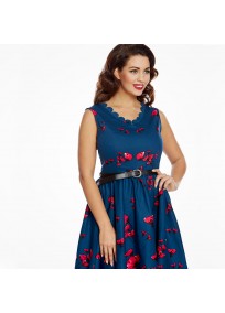 robe grande taille - robe vintage "Daria" Lindy Bop imprimé "coquelicot" (face porté zoom)