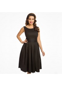 Robe grande taille - robe noire vintage "Lana" de la marque Lindy bop (face)