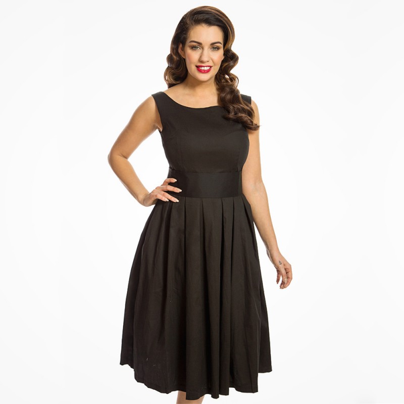 Robe grande taille - robe noire vintage "Lana" de la marque Lindy bop (face)