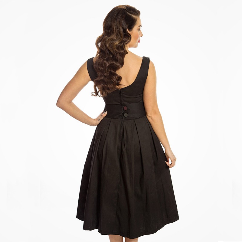 Robe grande taille - robe noire vintage "Lana" de la marque Lindy bop (dos)