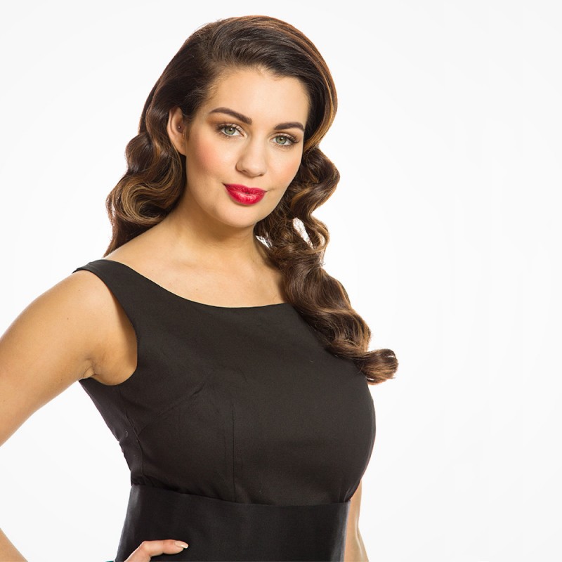 Robe grande taille - robe noire vintage "Lana" de la marque Lindy bop (face zoom)