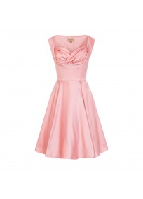 Robe grande taille - robe satinée "Terri Lou" Lindy Bop rose (face non porté)