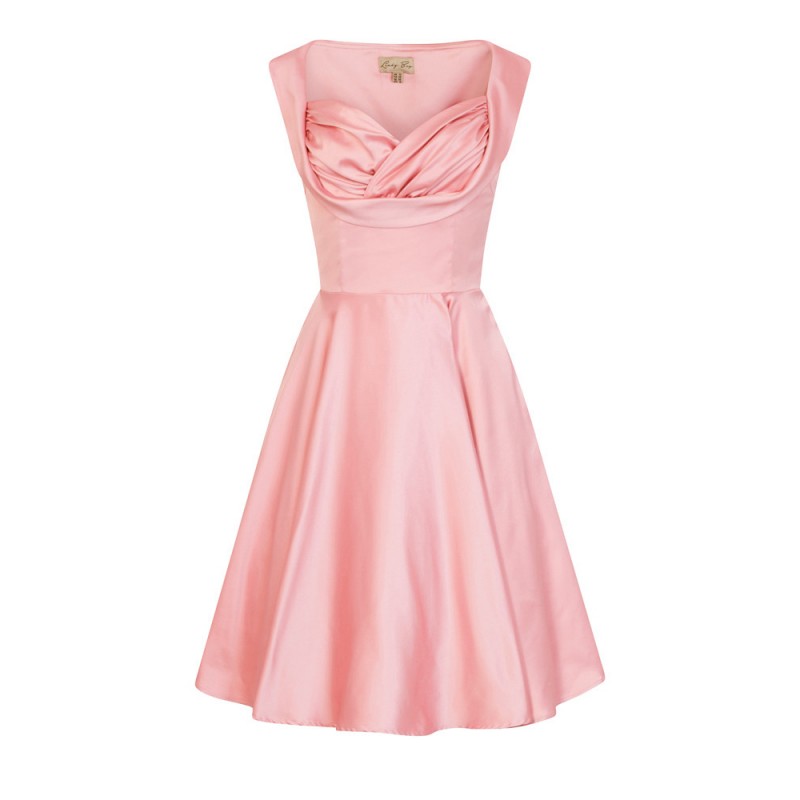 Robe grande taille - robe satinée "Terri Lou" Lindy Bop rose (face non porté)