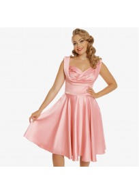 Robe grande taille - robe satinée "Terri Lou" Lindy Bop rose (face porté)