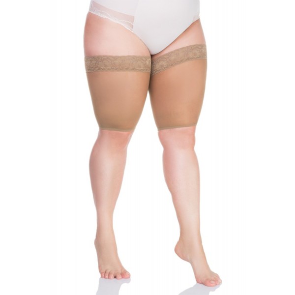 collants "basiques" grande taille - bandes anti frottement Lida beige moyen