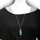 collier fantaisie grande taille - collier pepette Aline coloris bleu "les pepettes" Lol bijoux (porté)