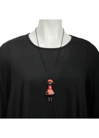 collier fantaisie grande taille - collier pepette Laura coloris rose lol bijoux (porté)