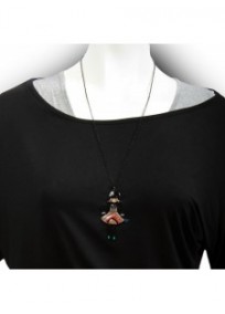 collier fantaisie grande taille - collier pepette Maria coloris marron "les pepettes" Lol bijoux (porté)