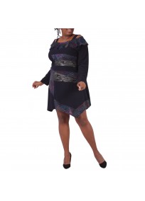 robe grande taille - robe asymétrique imprimée 2W (face)