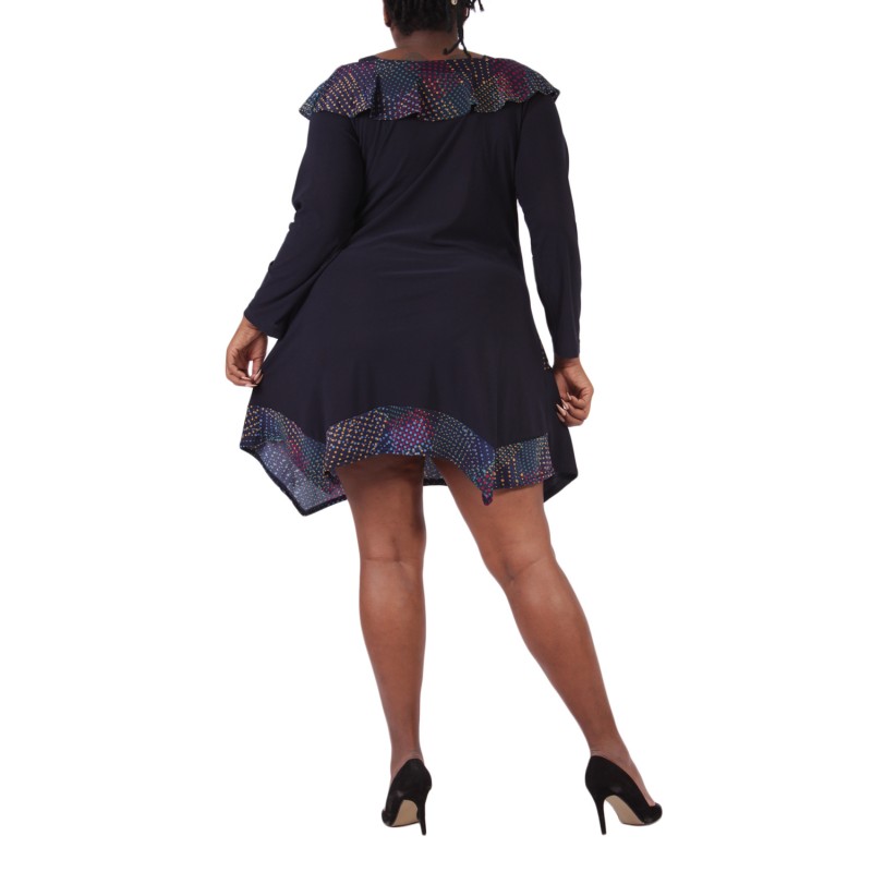 robe grande taille - robe asymétrique imprimée 2W (dos)