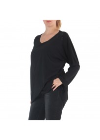 pull grande taille - pull fin avec 3 trous noirs 2W (vue de 3/4)