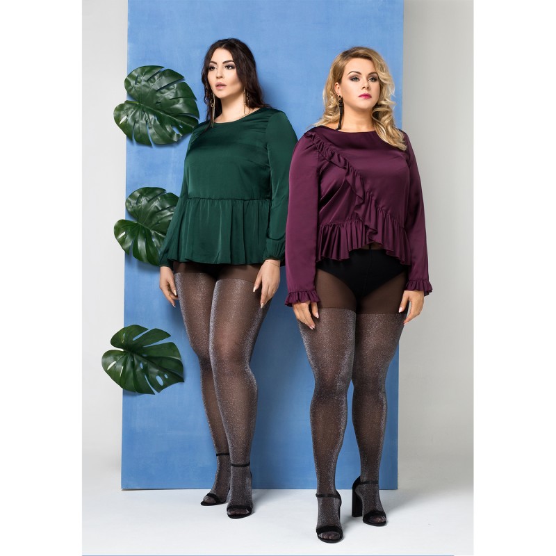 collant fantaisie grande taille - collant brillant "brocade" Lida (porté)