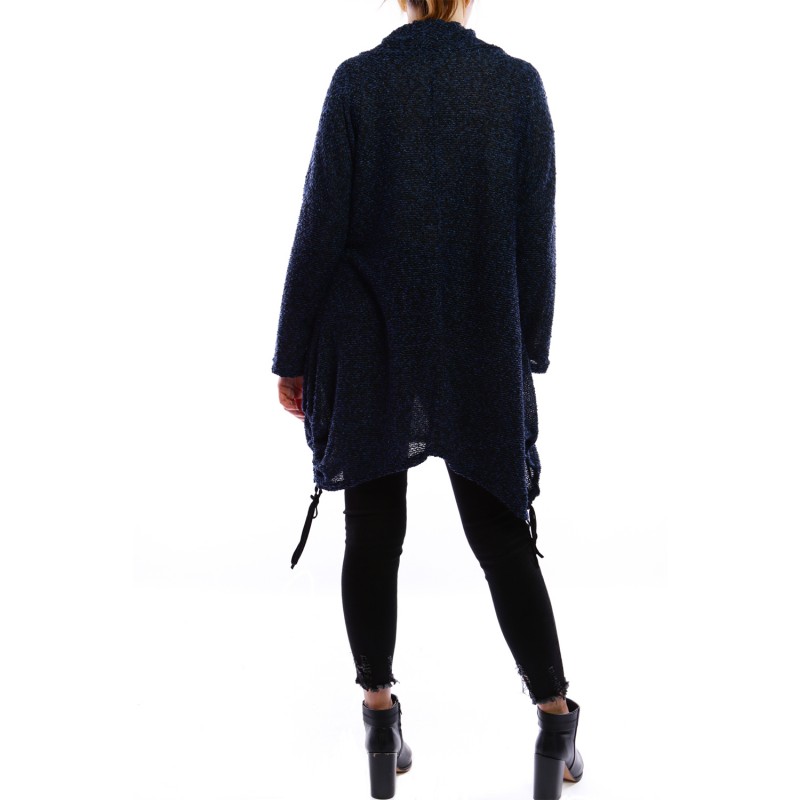 Pull grande taille - sweat bouclette bleu à capuche 2W (dos)
