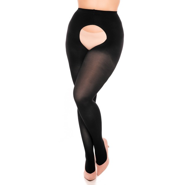 collant ouvert grande taille - collant ouvert opaque 60 deniers Glamory coloris noir