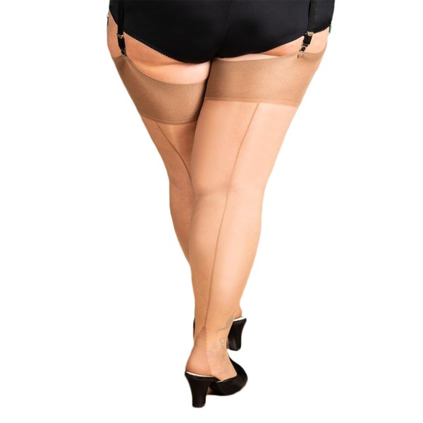 Bas classique grande taille - bas couture latte What Katie did (dos)