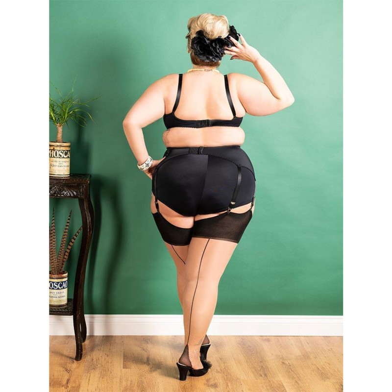 Bas classique grande taille - bas couture contrastante champagne / noir What Katie did (dos)