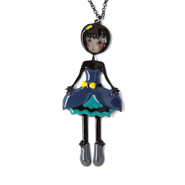 Collier fantaisie grande taille - sautoir Sylvie coloris bleu les pepettes lol bijoux