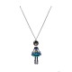 Collier fantaisie grande taille - sautoir Sylvie coloris bleu les pepettes lol bijoux (porté)