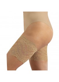 Bandes élastiques toucher dentelle florale beiges chair de la marque Calzitaly, elles luttent contre le frottement des cuisses