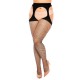 Collant résille ouvert façon porte jarretelles Glamory "Mesh ouvert" noir grande taille