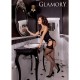 Collant résille ouvert façon porte jarretelles Glamory "Mesh ouvert" noir grande taille porté