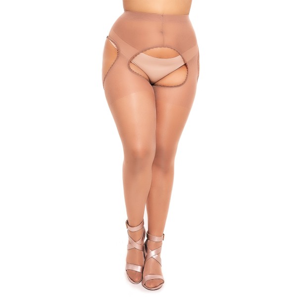 Collant ouvert grande taille - Collant fin "Plaisir ouvert" 20D Glamory coloris make up