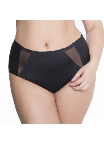 Culotte haute grande taille avec empiècements transparents sur les côtés "Pearl" noire de la marque Julimex