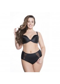 Culotte haute grande taille avec empiècements transparents sur les côtés "Pearl" noire de la marque Julimex (portée)