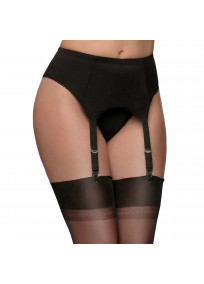 porte jarretelles noir en lycra grande taille 4 attaches, vue de face