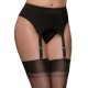 porte jarretelles noir en lycra grande taille 4 attaches, vue de face