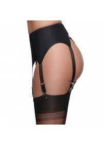 porte jarretelles noir en lycra grande taille 4 attaches, vue de côté