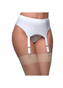 porte jarretelles blanc en lycra grande taille 4 attaches, idéal mariée, vue de face