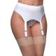 porte jarretelles blanc en lycra grande taille 4 attaches, idéal mariée, vue de face