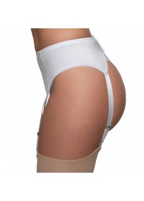 porte jarretelles blanc en lycra grande taille 4 attaches, idéal mariée, vue de côté