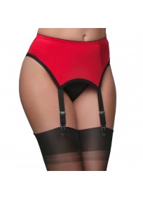 porte jarretelles rouge, sexy, en lycra grande taille 4 attaches, vue de face