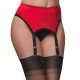 porte jarretelles rouge, sexy, en lycra grande taille 4 attaches, vue de face