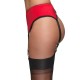 porte jarretelles rouge, sexy, en lycra grande taille 4 attaches, vue de côté