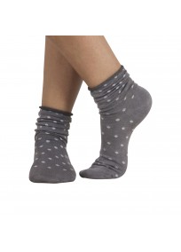 Chaussettes grises en coton à bords roulottés sans compression à pois de la marque Cette