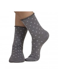 Chaussettes grises en coton à bords roulottés sans compression à pois de la marque Cette