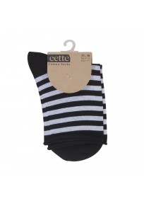 Chaussettes en coton à bords roulottés sans compression rayées de la marque Cette, photo de l'emballage