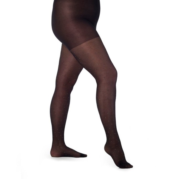 Collant fantaisie grande taille - collant à pois argentés