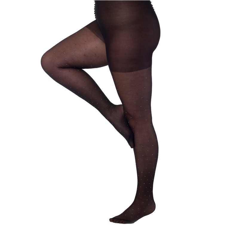Collant fantaisie grande taille - collant à pois argentés