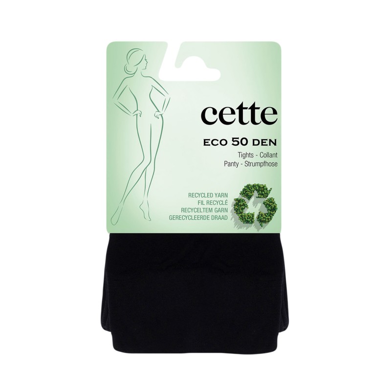 Collant grande taille recyclé 50 deniers coloris noir sous emballage