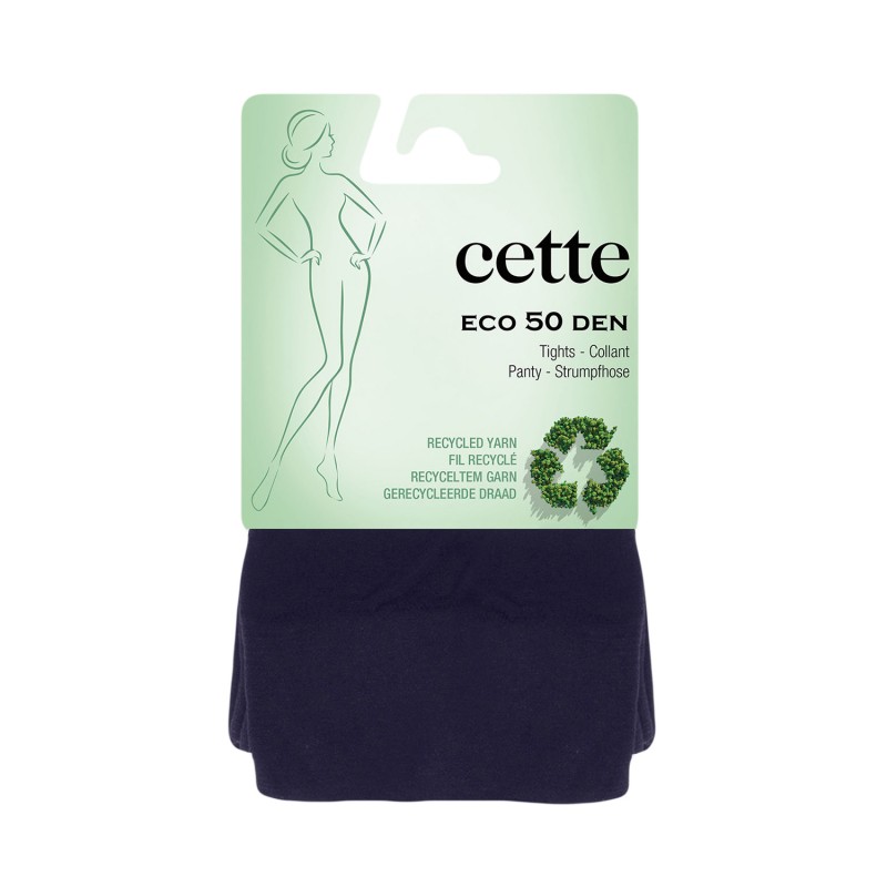 Collant grande taille recyclé 50 deniers coloris bleu marine sous emballage