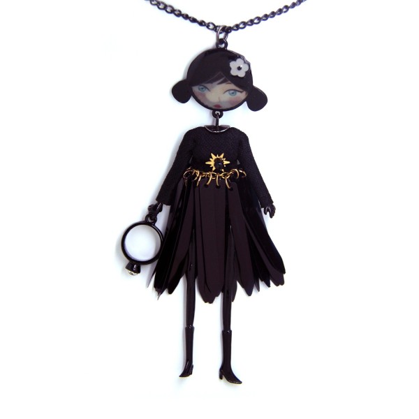 Sautoir "les pepettes" Lol bijoux coloris noir. Modèle Camilla