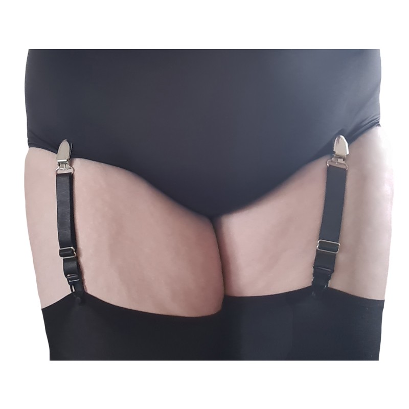 lot de 2 attaches jarretelles metalliques grande taille noires, attache canard et jarretelle
