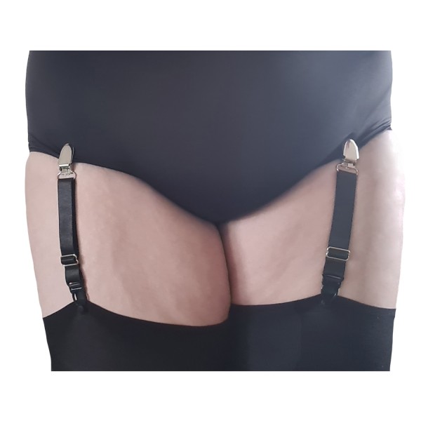 lot de 2 attaches jarretelles metalliques grande taille noires, attache canard et jarretelle