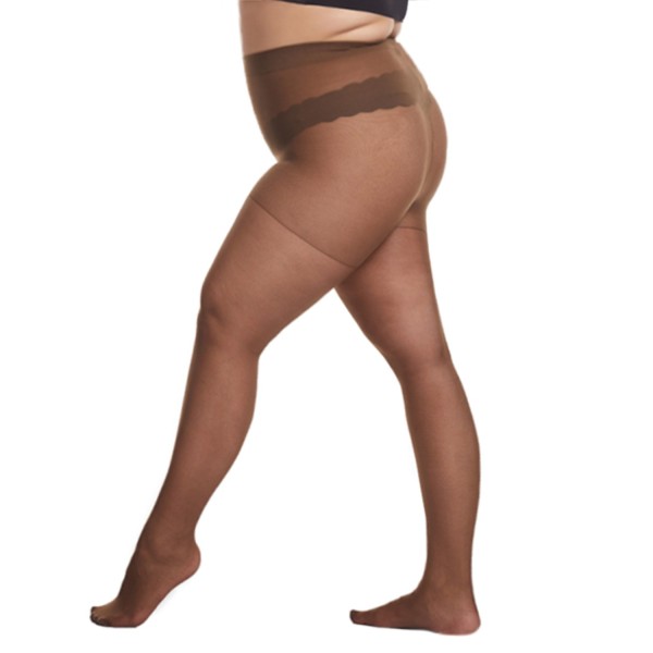 Collant 20 deniers grande taille résistant coloris marron café