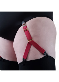 paire d'attaches jarretelles sexy avec double attache rouges (photo avec attache portée)