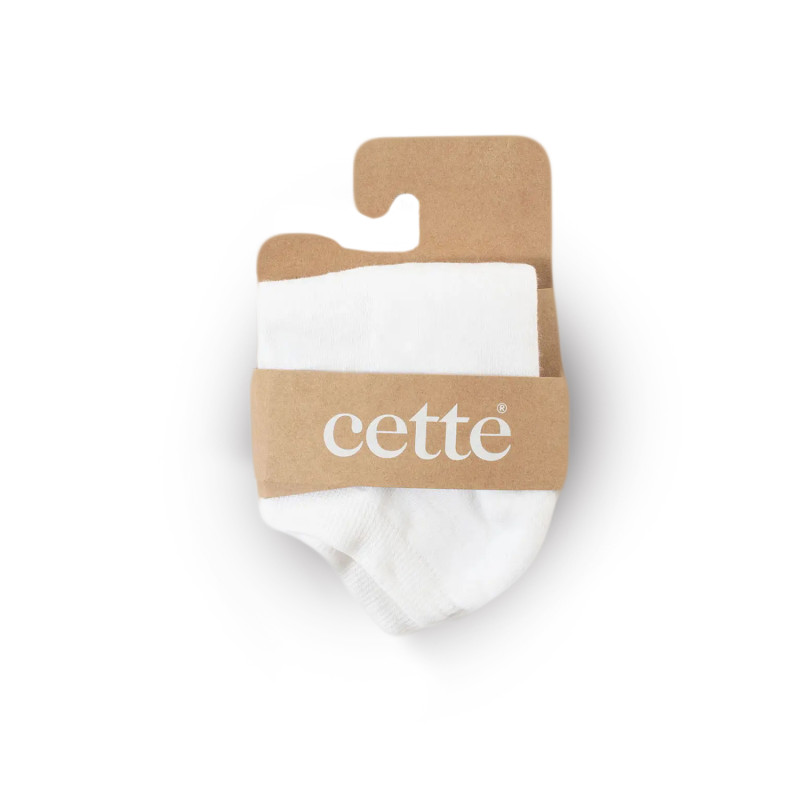 Chaussettes basses blanches en coton sans couture de la marque Cette (photo emballage)
